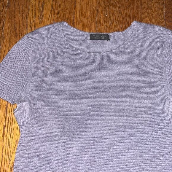 calvin klein collection sweater top 90% cashmere 10% lycra lavender shirt - Picture 3 of 7